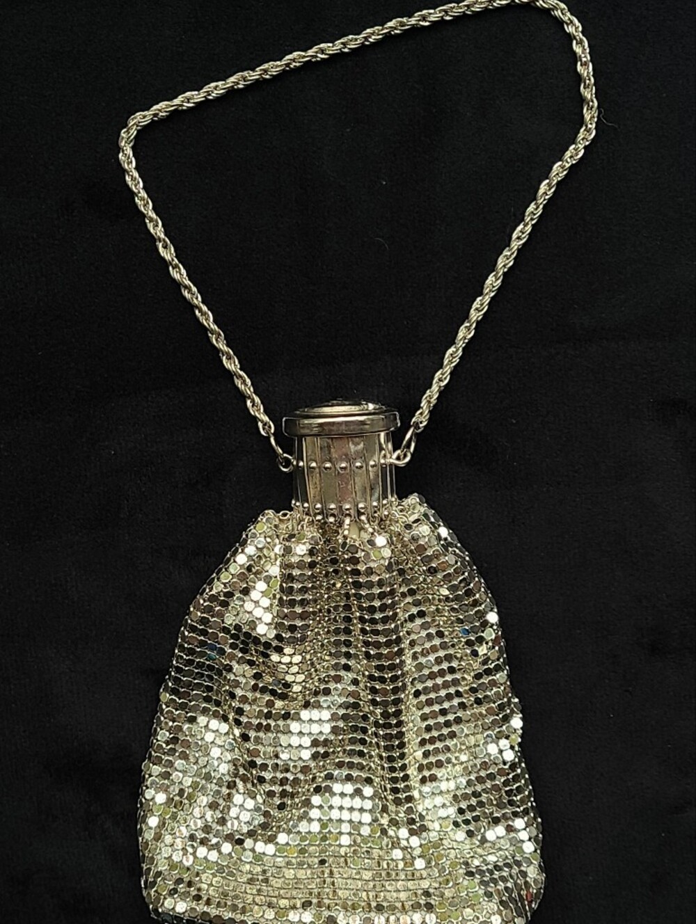 Whiting And Davis Antique Gate Top Silver Mesh Purse
